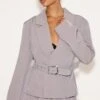 Prettylittlething Grey Tailored Woven Cropped Trench