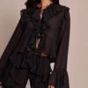 Black Chiffon Frill Long Sleeve Shirt -Pretty Little Thing Shop 3e40f68ffd138e8e5a8c6c27132609eccb3a5f0b CNO1485 1 black chiffon frill long sleeve shirt