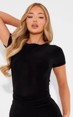 Prettylittlething Black Cap Sleeve Slinky Skort Romper -Pretty Little Thing Shop 3e9d76a7c42d5156569593a9232265d2a24c47b0 cni9148 4