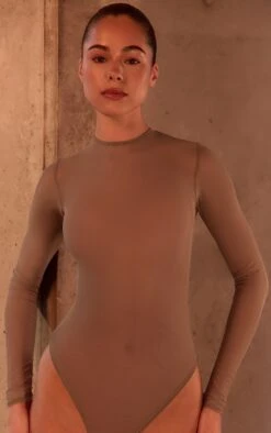 Prettylittlething PLT Label Taupe Mesh Long Sleeve Bodysuit -Pretty Little Thing Shop 3ed5c5b527d5cf9b9d08beee5bbf777a555f3dc2 CNL8258 2 plt label taupe mesh long sleeve bodysuit