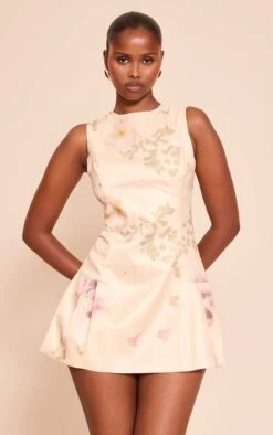 Satin Floral Floaty Skort Romper