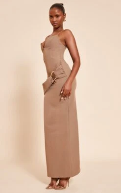 Taupe Woven Belt Wrap Maxi Dress -Pretty Little Thing Shop 3f9290f65893b4e6996c62c74d03ac0269eeeade CNO0423 3 taupe woven belt wrap maxi dress