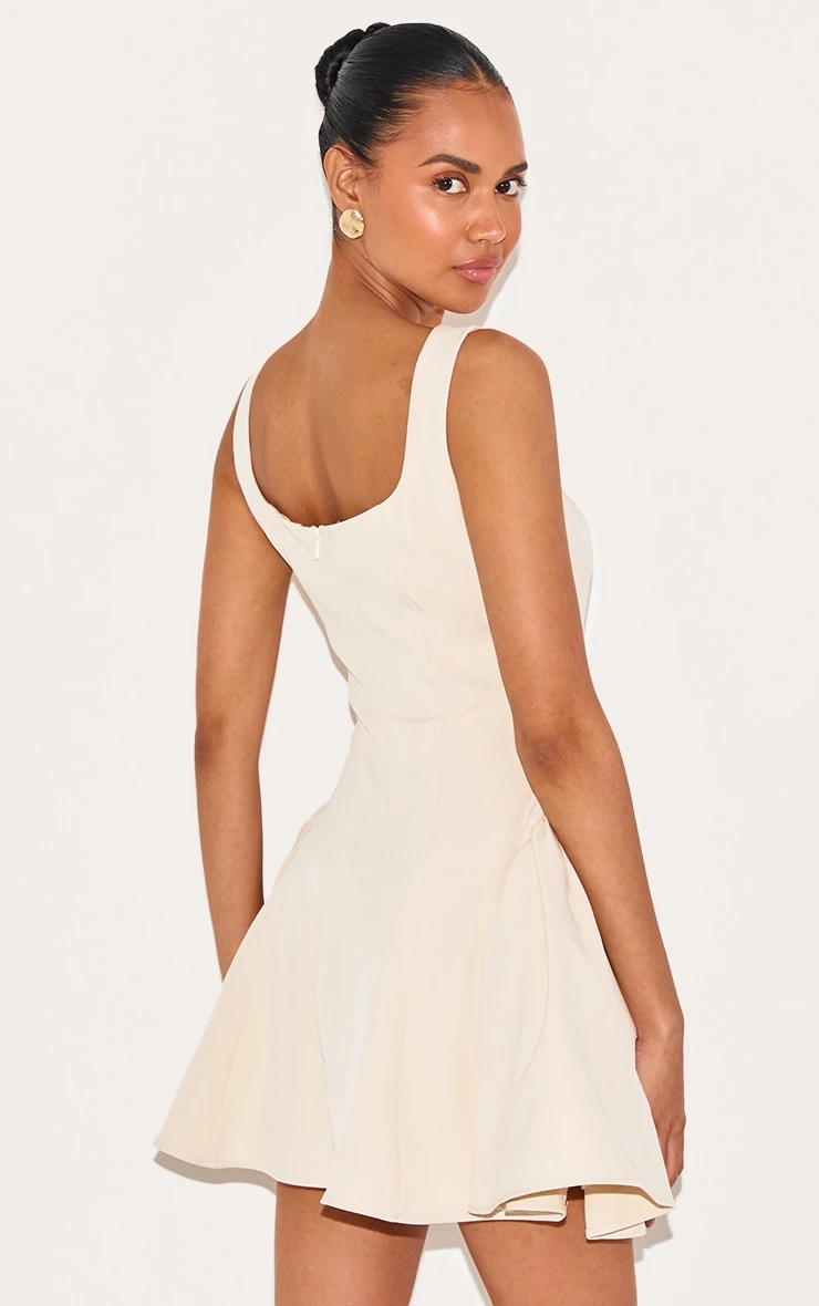 Prettylittlething Almond Woven Square Neck Shift Dress 2 Prettylittlething Almond Woven Square Neck Shift Dress - Image 2