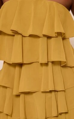 Prettylittlething Olive Chiffon Bandeau Frill Romper -Pretty Little Thing Shop 3fe6e46b0bd422fa3b70e184cc74b74f1855979c CNN7778 4 olive chiffon bandeau frill playsuit