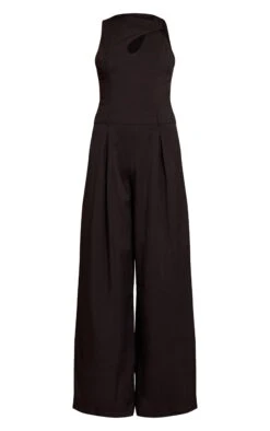Prettylittlething Black Woven Key Hole Wide Leg Jumpsuit -Pretty Little Thing Shop 40148f18ad2e29b85bd5c560e6756b7dd825e11e CNO3063 5 black woven key hole wide leg jumpsuit