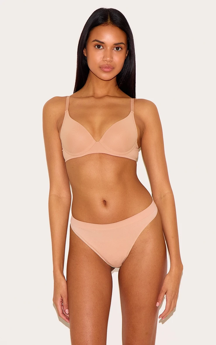 Prettylittlething Dark Nude Scoop Cupped Underwired Bra 1 Prettylittlething Dark Nude Scoop Cupped Underwired Bra