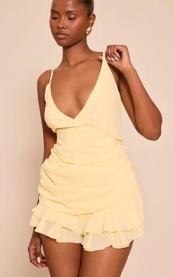 Lemon V Neck Frill Romper