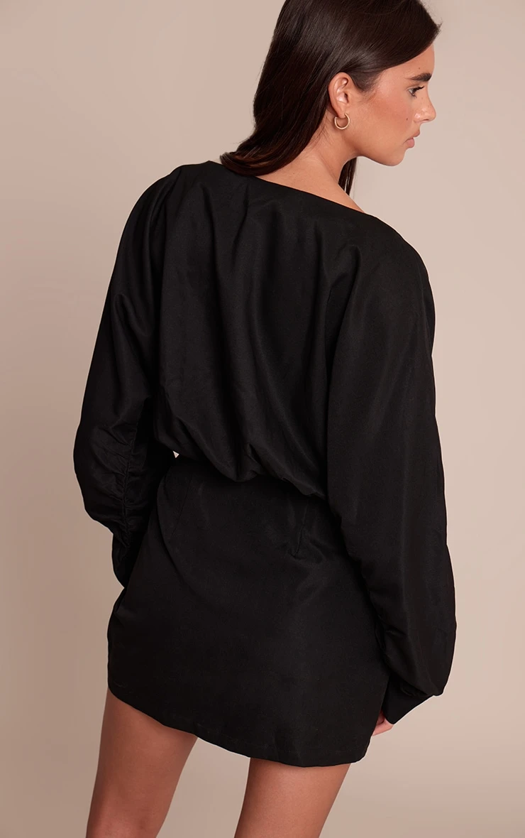 Prettylittlething Black Cotton Poplin Bodycon Dress 2 Prettylittlething Black Cotton Poplin Bodycon Dress - Image 2