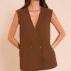Prettylittlething Brown Boxy Oversized Vest