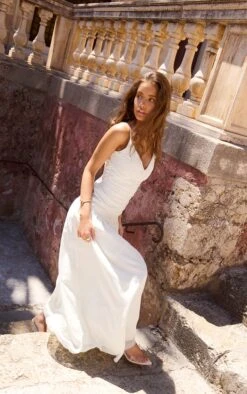 Prettylittlething Almond Chiffon Ruched Dropped Waist Maxi Dress -Pretty Little Thing Shop 41a87efd95e236ff263dade7a6bc9266cf8f346a CNM3839 4 almond chiffon ruched dropped waist maxi dress