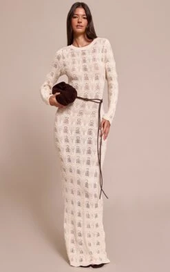 Cream Long Sleeve Backless Knitted Maxi Dress -Pretty Little Thing Shop 41e6430d325bea84fe512a3fb9683970200581b1 CNO0187 3 cream long sleeve backless maxi dress