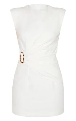 Prettylittlething White Woven Ruched Trim Detail Mini Dress -Pretty Little Thing Shop 4234b2732f7d8fdab776218d5aba4131f6e0b2c6 cnm0559 5