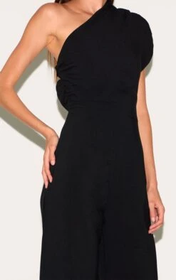 Prettylittlething Black Asymmetric Ruched Wide Leg Jumpsuit -Pretty Little Thing Shop 42979e0e1c700b545e9febc9e915c67088f04aad CNN1222 4 black asymmetric ruched wide leg jumpsuit