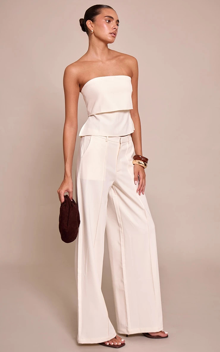 Cream Pintuck Tailored Pant 2 Cream Pintuck Tailored Pant - Image 2