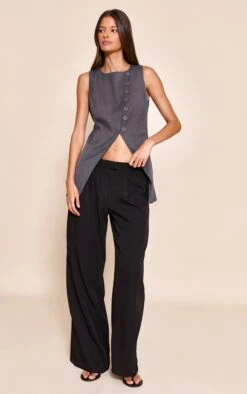 Prettylittlething Charcoal Woven Asymmetric Vest -Pretty Little Thing Shop 42b4a08d1d8f6891f6d348e3256aa7d47e83c50a CNN6795 3 charcoal woven asymmetric waistcoat