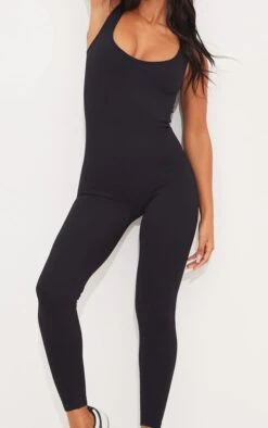 Prettylittlething Black Structured Snatched Ribbed Scoop Neck Jumpsuit -Pretty Little Thing Shop 42d10d851804e6cd731c484b68357be1132c39dc CMY4348 4 black structured contour ribbed scoop neck jumpsuit
