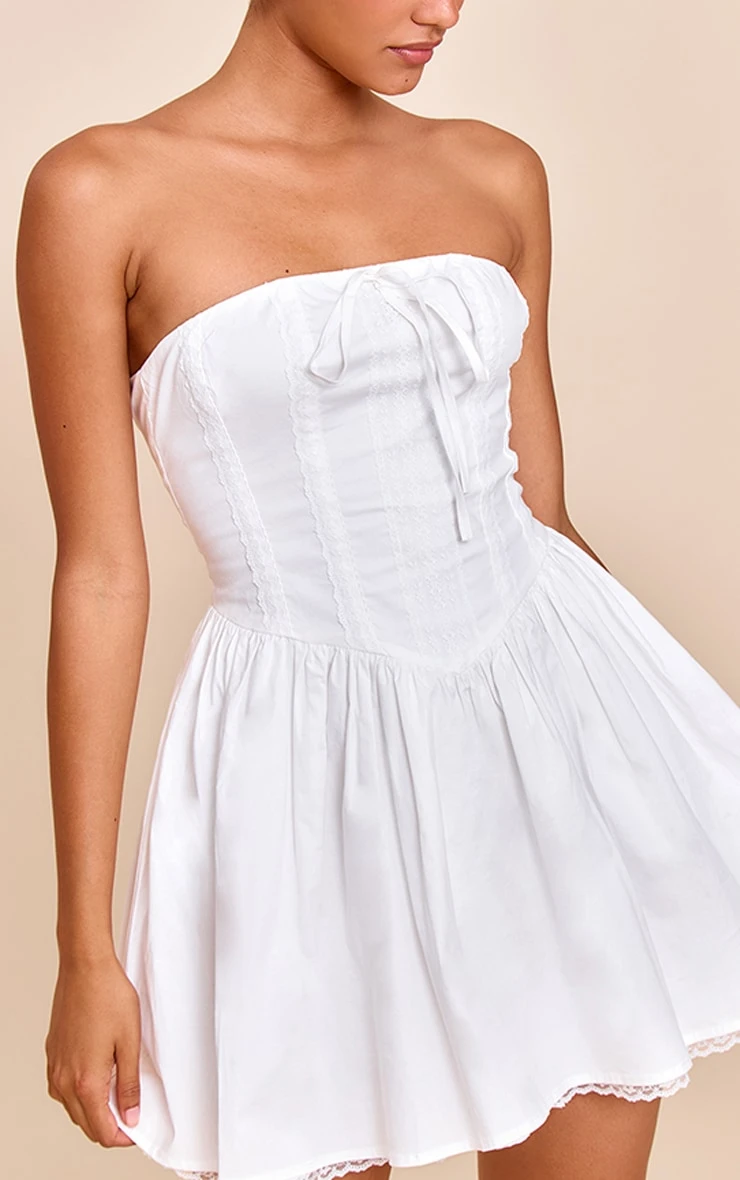 Prettylittlething White Bandeau Lace Detail Shift Dress 3 Prettylittlething White Bandeau Lace Detail Shift Dress - Image 3