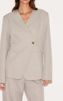 Prettylittlething Sand Tailored Woven Asymmetric Blazer -Pretty Little Thing Shop 42d46c59a7a16a9dd8509dab5bd6a03444f3c5ed CNM1901 4 sand tailored woven asymmetric blazer