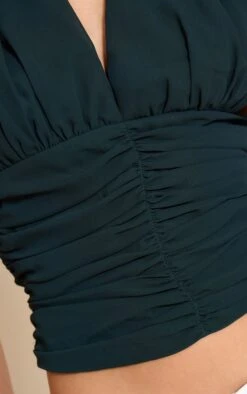 Emerald Green Chiffon Plunge Ruched Bodice Top 8 Emerald Green Chiffon Plunge Ruched Bodice Top -Pretty Little Thing Shop 42d760d9e7e5b8eeb166e046765de454c0278edc CNO1558 4 emerald green chiffon plunge ruched bodice top