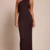 Chocolate Soft Touch One Shoulder Midaxi Dress