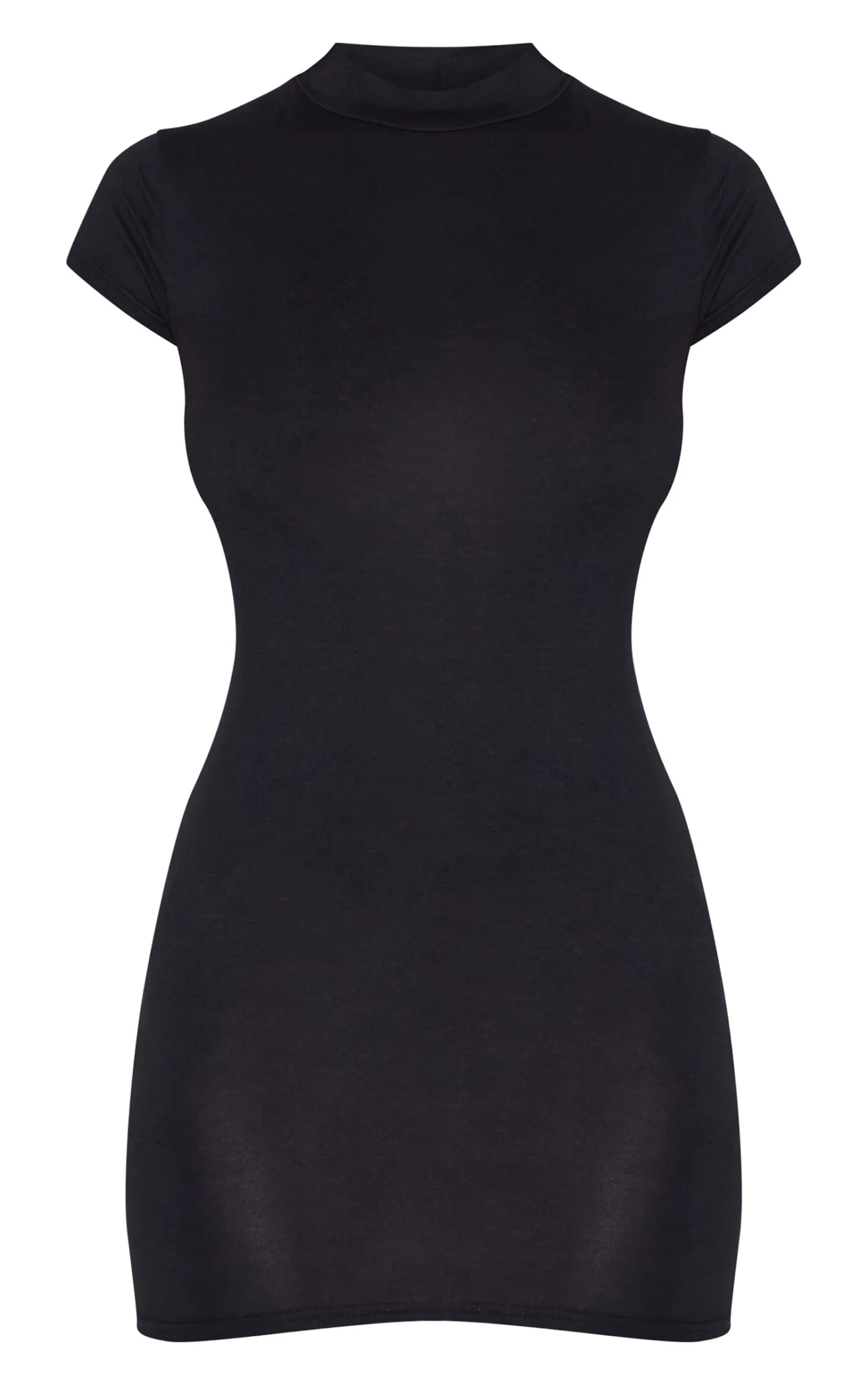 Prettylittlething Black Jersey High Neck Cap Sleeve Bodycon Dress - Image 5