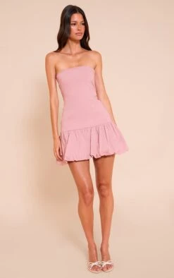 Prettylittlething Blush Stretch Woven Bandeau Puffball Dress -Pretty Little Thing Shop 4370946c207845b8ddc13624c705d0877d9542d1 CNN5431 3 blush stretch woven bandeau puffball dress