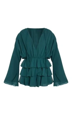 Prettylittlething Teal Chiffon V Neck Frill Tiered Romper -Pretty Little Thing Shop 438bf721555fbfe12ec5b9239a0d219a4b7b83de CNN7782 5 teal chiffon v neck frill tiered playsuit