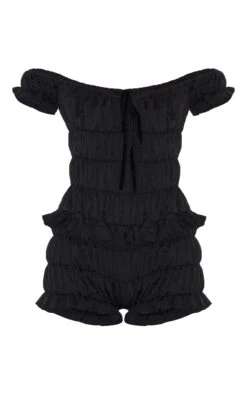 Prettylittlething Black Extreme Ruched Bardot Romper -Pretty Little Thing Shop 43e65ed4f2f73679008bc720e0483a3d90d01657 CNL9245 5 black extreme ruched bardot playsuit