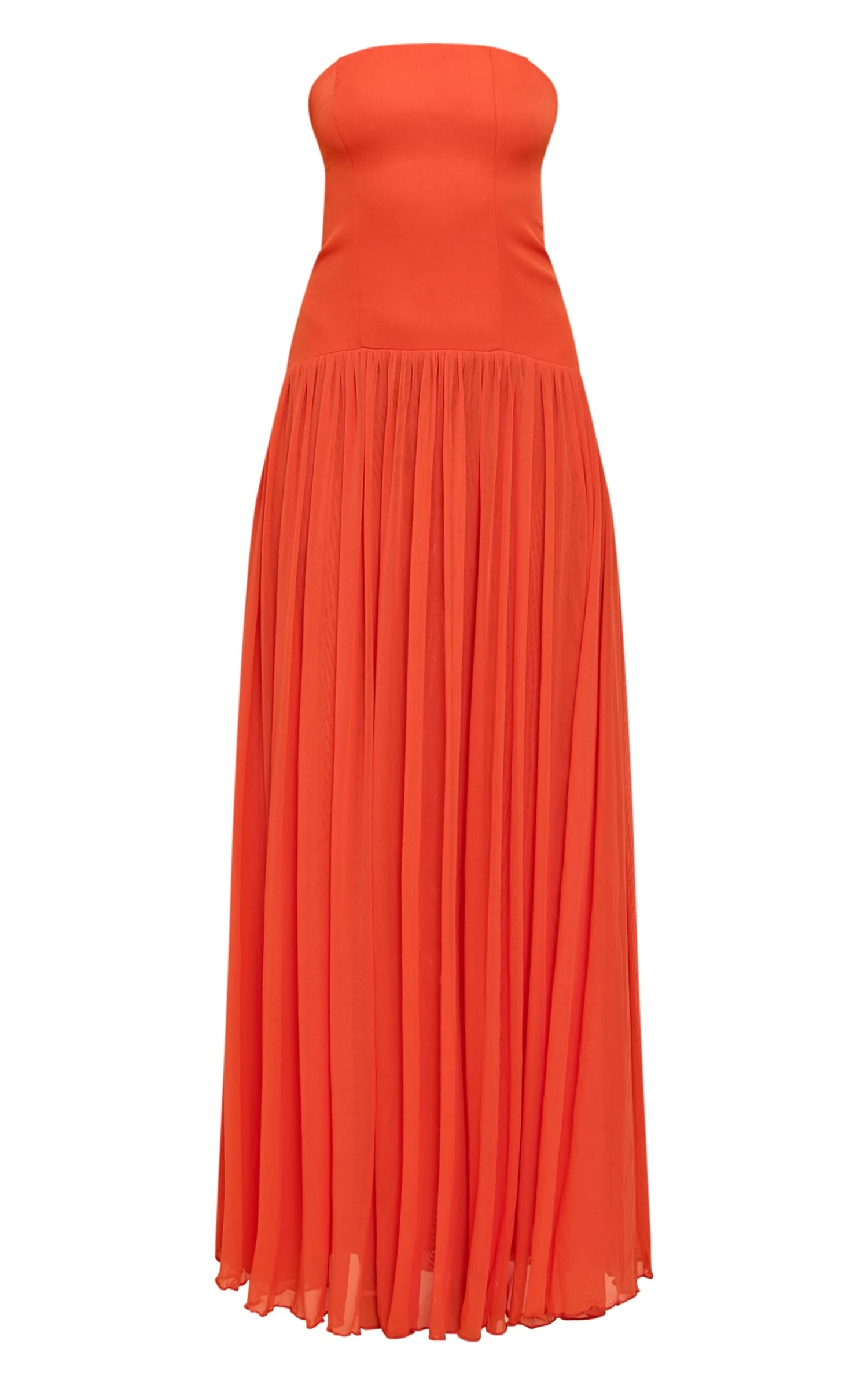 Prettylittlething Orange Bandeau Chiffon Pleated Maxi Dress 5 Prettylittlething Orange Bandeau Chiffon Pleated Maxi Dress - Image 5