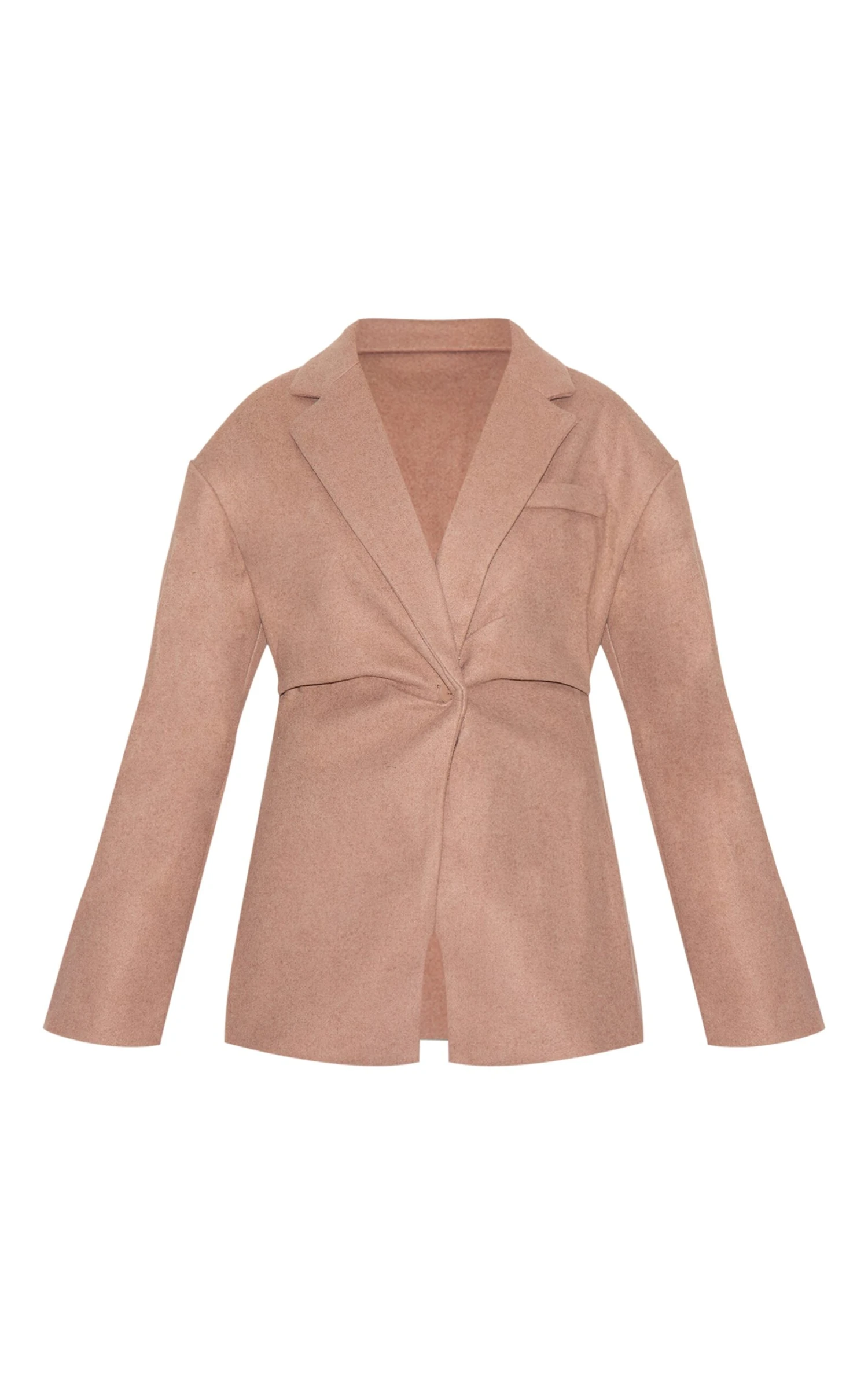 Prettylittlething Brown Wool Look Cinched Blazer 5 Prettylittlething Brown Wool Look Cinched Blazer - Image 5