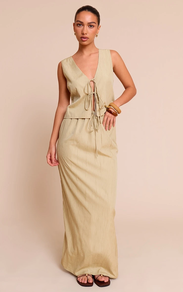 Prettylittlething Clay Textured Tie Waist Detail Maxi Skirt 1 Prettylittlething Clay Textured Tie Waist Detail Maxi Skirt