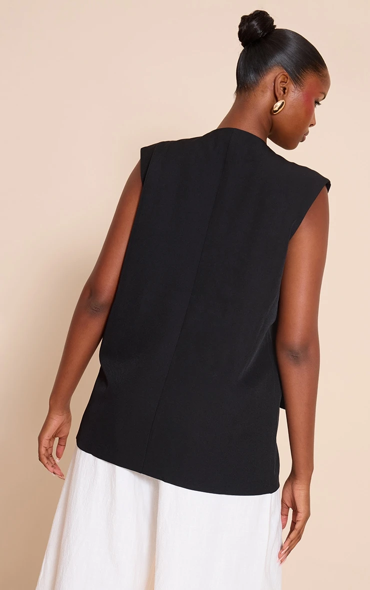 Prettylittlething Black Oversized Boxy Longline Vest 2 Prettylittlething Black Oversized Boxy Longline Vest - Image 2