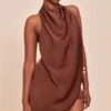 Prettylittlething Chocolate Satin Halterneck Romper -Pretty Little Thing Shop 44f9d5bb011e861123423482f78738ed6908bd17 CNN5491 1 chocolate satin halterneck playsuit