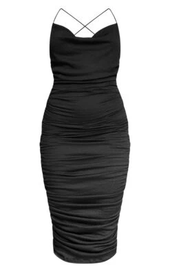 Prettylittlething Black Crinkle Texture Ruched Cowl Neck Midi Dress -Pretty Little Thing Shop 4552794a350762dca32951d30108f32aab0d2c65 cmf0825 5