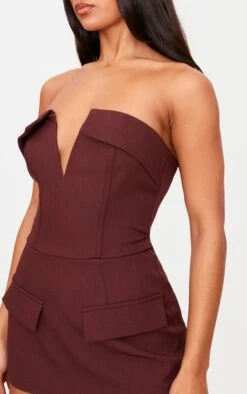 Prettylittlething Dark Wine Structured Woven Corset Detail Bandeau Romper -Pretty Little Thing Shop 457817260c5b782915a1697341a390dfb17c988a cnl3768 4