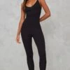 Prettylittlething Black Basic Strappy Plunge Jumpsuit -Pretty Little Thing Shop 458f1c420428bb4bffe22ef2571477d5c2805e0d CMF1050 1 black basic strappy plunge jumpsuit
