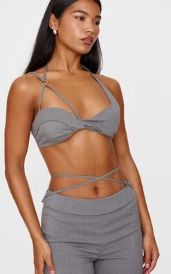 Prettylittlething Grey Tailored Twist Bust Detail Bralet -Pretty Little Thing Shop 45a9cb48dde689e9f54645f991205091d934a35b cnk1007 4