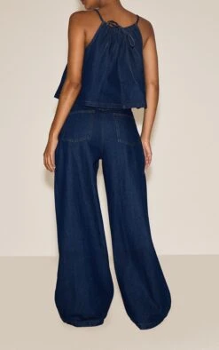 Prettylittlething Indigo Pleated Wide Leg Jeans -Pretty Little Thing Shop 45ca0e6fe58d90b47f2439292106290b046ffe80 CNM9243 3 indigo pleated wide leg jeans