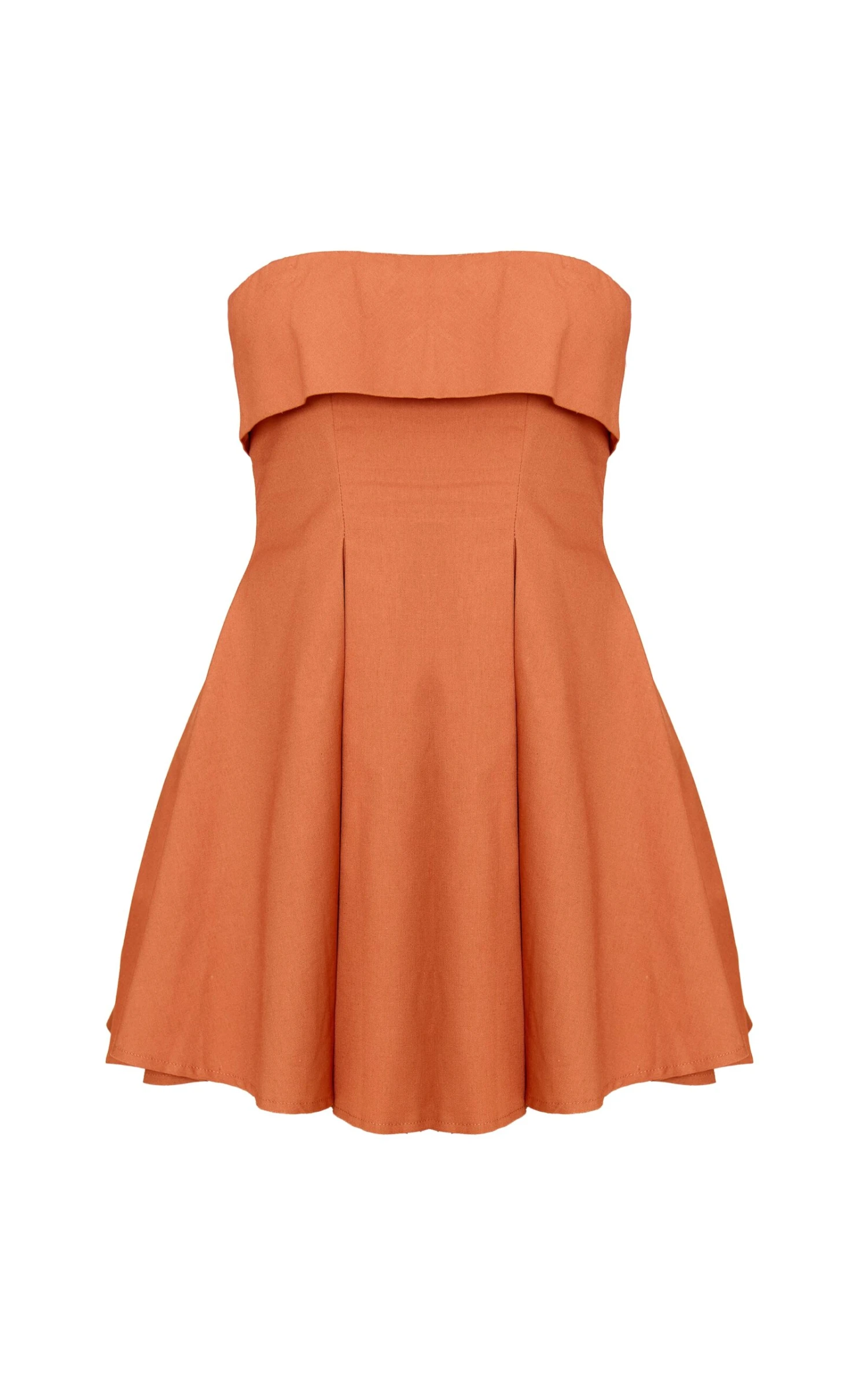 Prettylittlething Rust Linen-Blend Bandeau Fold Over Shift Dress 5 Prettylittlething Rust Linen-Blend Bandeau Fold Over Shift Dress - Image 5