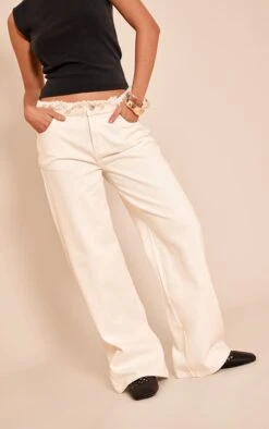 Prettylittlething White Extreme Frayed Waistband Wide Leg Jeans -Pretty Little Thing Shop 467092902da105f4952663f552ad0bd4df79e4b2 CNM4734 2 white extreme frayed waistband wide leg jeans