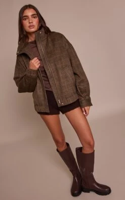 Prettylittlething Brown Checked Funnel Neck Bomber Jacket 7 Prettylittlething Brown Checked Funnel Neck Bomber Jacket -Pretty Little Thing Shop 46b20a2931afd14015973d88b9013c58c7ee6943 CNN8547 3 brown checked funnel neck bomber jacket