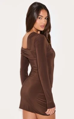 Prettylittlething Dark Chocolate Double Layer Slinky Off Shoulder Mini Dress -Pretty Little Thing Shop 46dbb8d410d2258a05165a5503c88d56c6cf3e37 CNM1607 2 dark chocolate double layer slinky off shoulder mini dress