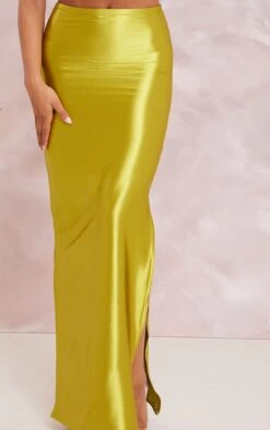 Prettylittlething Olive Stretch Satin Split Side Maxi Skirt -Pretty Little Thing Shop 46f741bf68e6a92ce5a2ded95341353ae4cf4bd4 cne3925 4