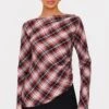 Prettylittlething Dark Red Check Asymmetric Long Top -Pretty Little Thing Shop 4876cf81c2e963360b7019b064d7c6b6a94c3587 cnl4823 1