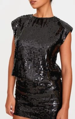 Prettylittlething Black Sequin Shoulder Pad Sleeveless Bodycon Dress -Pretty Little Thing Shop 487f7788d13c9f7d99a3160def67ad8407c11937 cnl1475 4