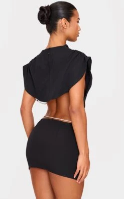 Prettylittlething Black Woven Diamante Draped Front High Neck Top -Pretty Little Thing Shop 48a774ea2aa059ae1ed397eeca6057eaed98cfec cnk6729 2