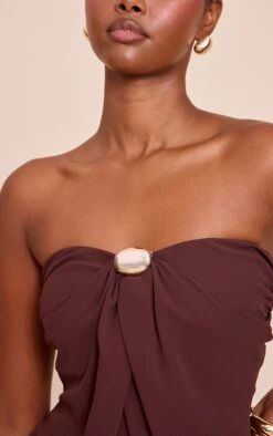 Prettylittlething Chocolate Chiffon Trim Detail Bandeau Romper -Pretty Little Thing Shop 48f0ba71298b63c48185b15c8cbb4d379f1aabfd CNN3635 4 chocolate chiffon trim detail bandeau playsuit