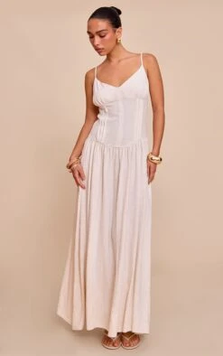 Prettylittlething Natural Textured Woven Pleat Detail Maxi Dress -Pretty Little Thing Shop 49d238f2e11bbcef94672725c9a62b747064f0bd CNN3858 3 natural textured woven pleat detail maxi dress
