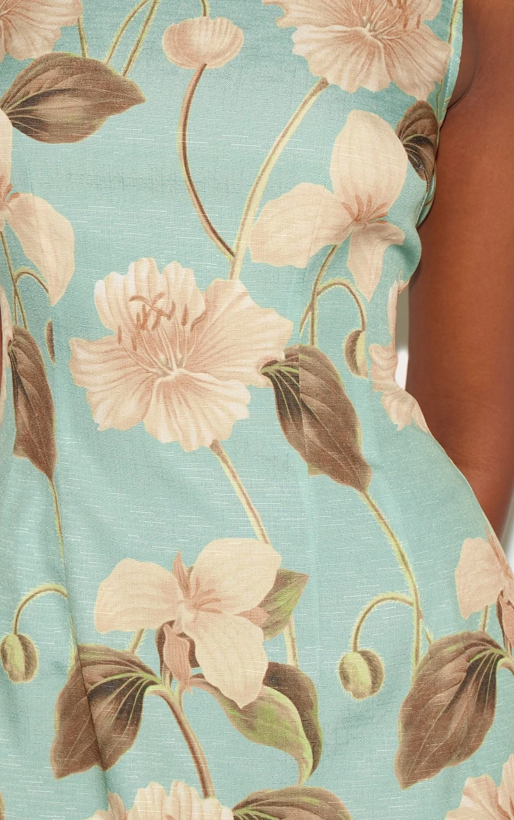 Prettylittlething Green Boat Neck Linen Shift Dress 4 Prettylittlething Green Boat Neck Linen Shift Dress - Image 4