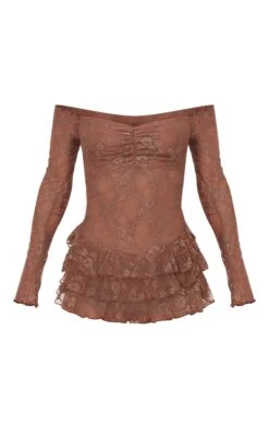 Prettylittlething Chocolate Lace Bardot Rara Skort Romper 9 Prettylittlething Chocolate Lace Bardot Rara Skort Romper -Pretty Little Thing Shop 49f78e99f2d26e4868a76dab6559abb1eb6ea475 cnk5805 5